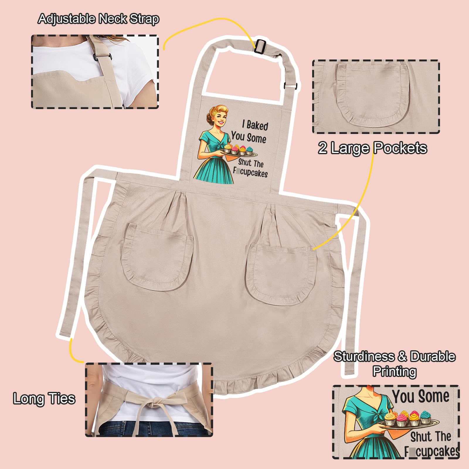 Miracu retro kitchen apron design adds nostalgic flair for home bakers.