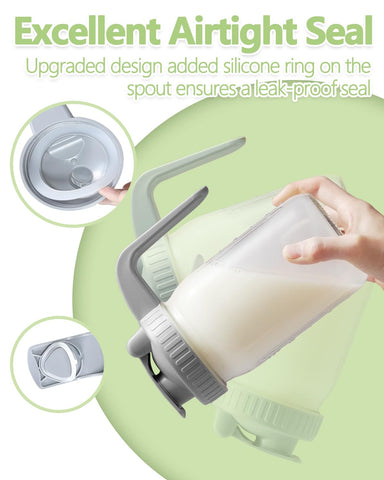 Miradexic pitcher features double silicone seals for leak-proof storage.