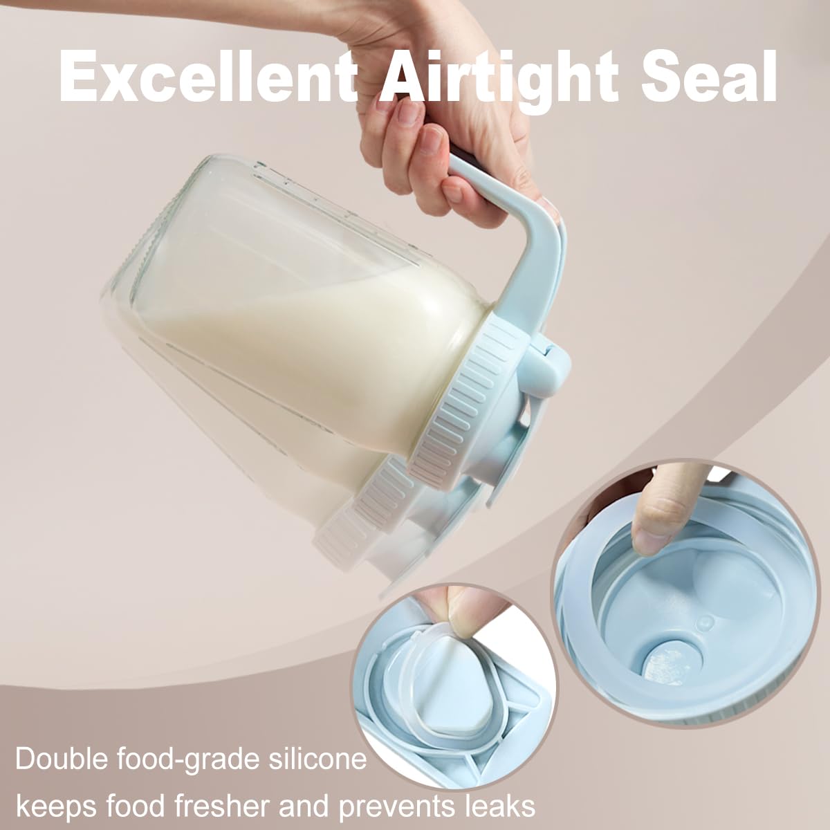 Wide-mouth Miradexic pitcher great for adding ice and fruit to drinks.