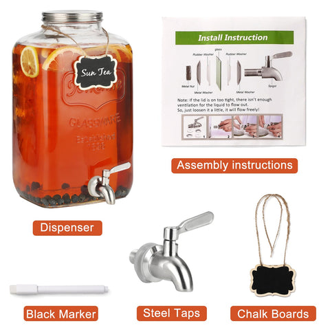MiraEase 2-gallon capacity dispenser ready for lemonade, tea, or sparkling beverages.