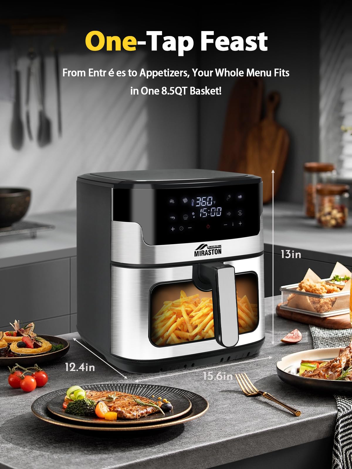 ETL-listed MIRASTON model with 120V/1500W for efficient cooking.