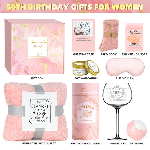 Mirasphere 50th birthday gift box 1975 wine glass for celebratory toasts.