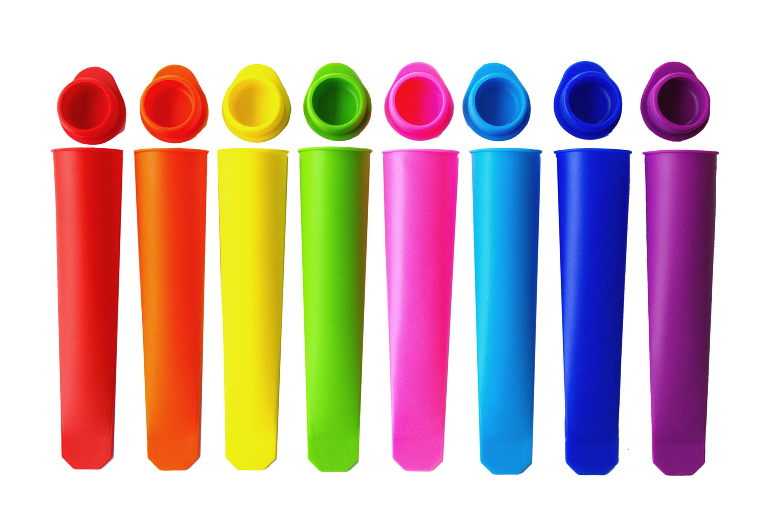 Mirenlife silicone ice pop molds set of eight, front view, easy release and reusable.