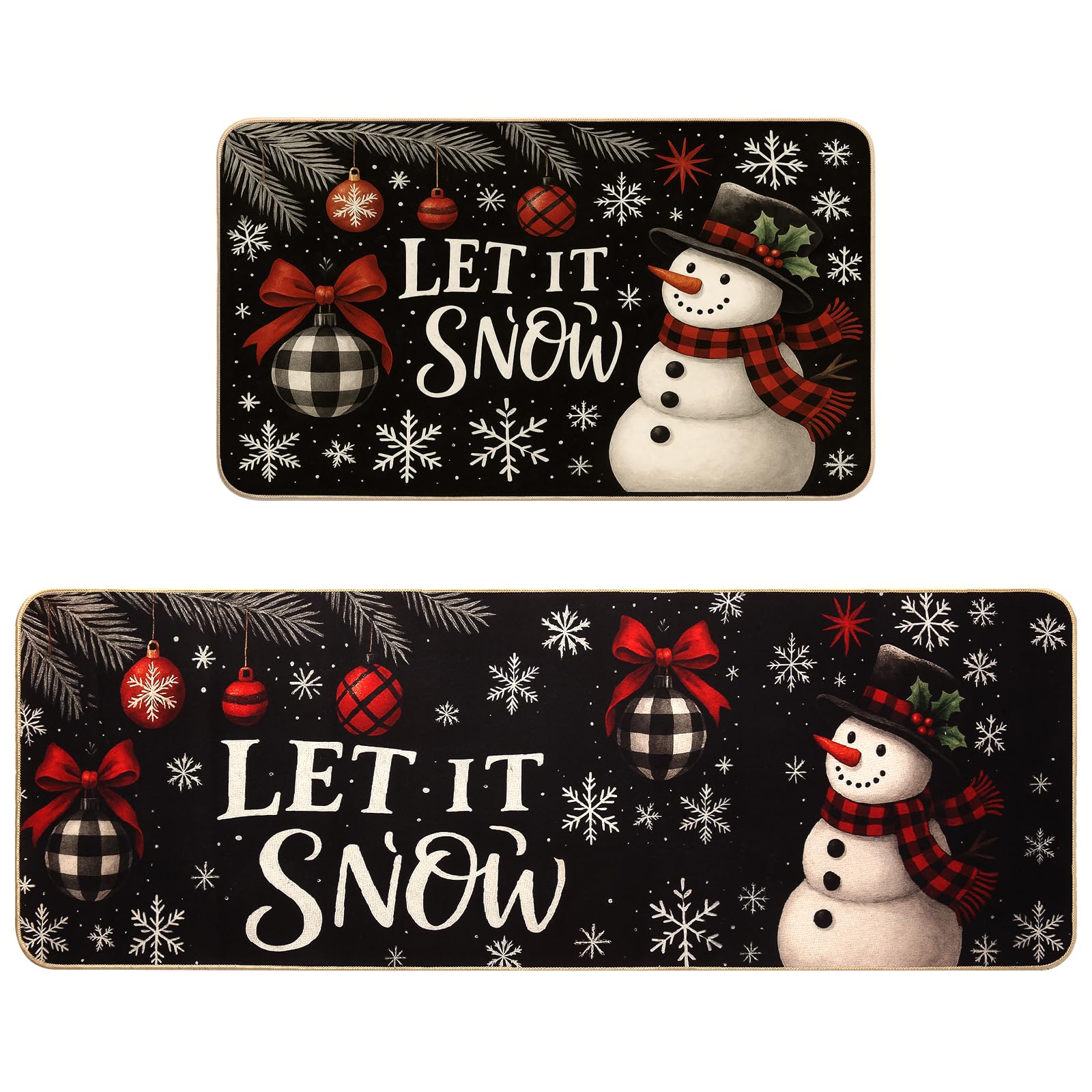 Mirok Christmas kitchen rug 17x29 with snow pattern for festive, easy-to-clean floors.