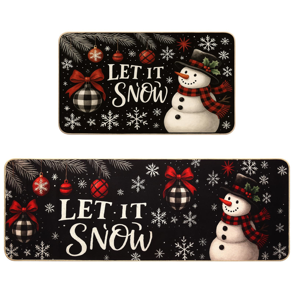 Mirok Christmas kitchen rug 17x29 with snow pattern for festive, easy-to-clean floors.