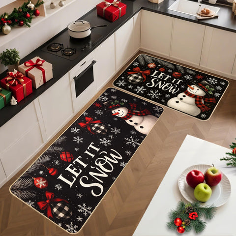 Mirok Christmas kitchen rug 17x47 for wide standing space and low-profile comfort.