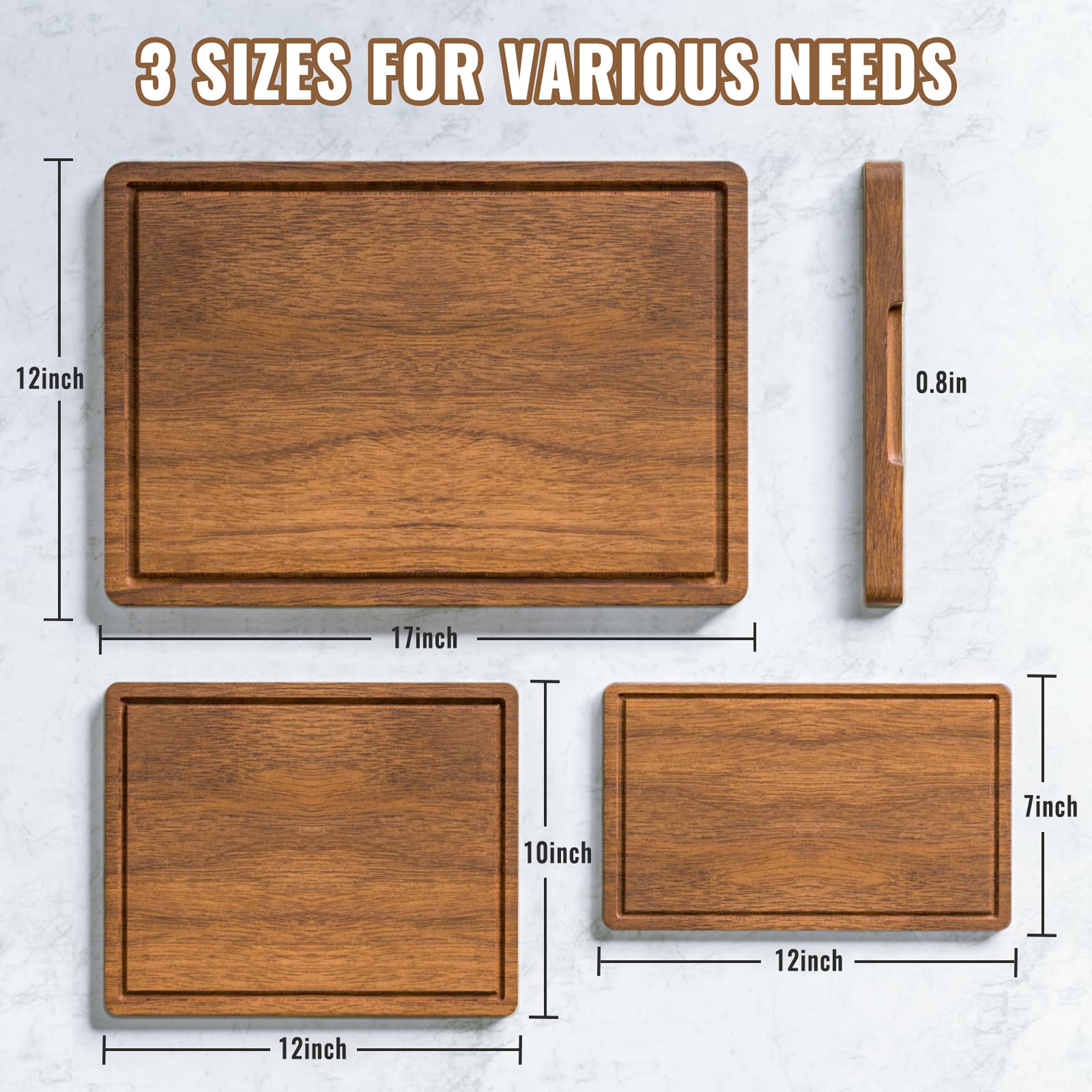 Misawce acacia cutting board 12x10 medium, versatile for chopping vegetables.