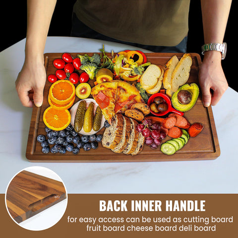 Misawce acacia cutting board 12x7 small, ideal for fruit slicing and bread portions.