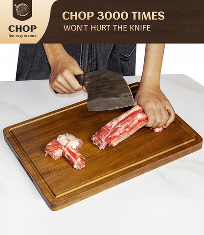 Misawce acacia cutting board for kitchen use with fruits and vegetables