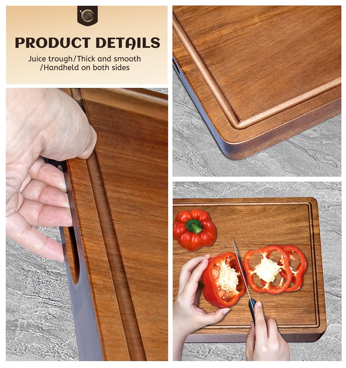 Misawce acacia cutting board knife-edge protection during heavy chopping