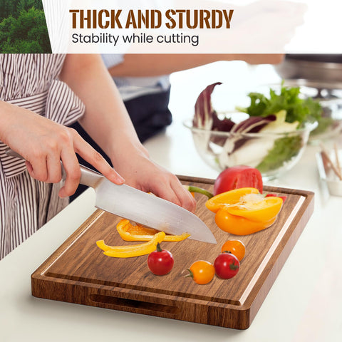 Misawce X-Large Acacia Cutting Board thick 1.2-inch solid wood
