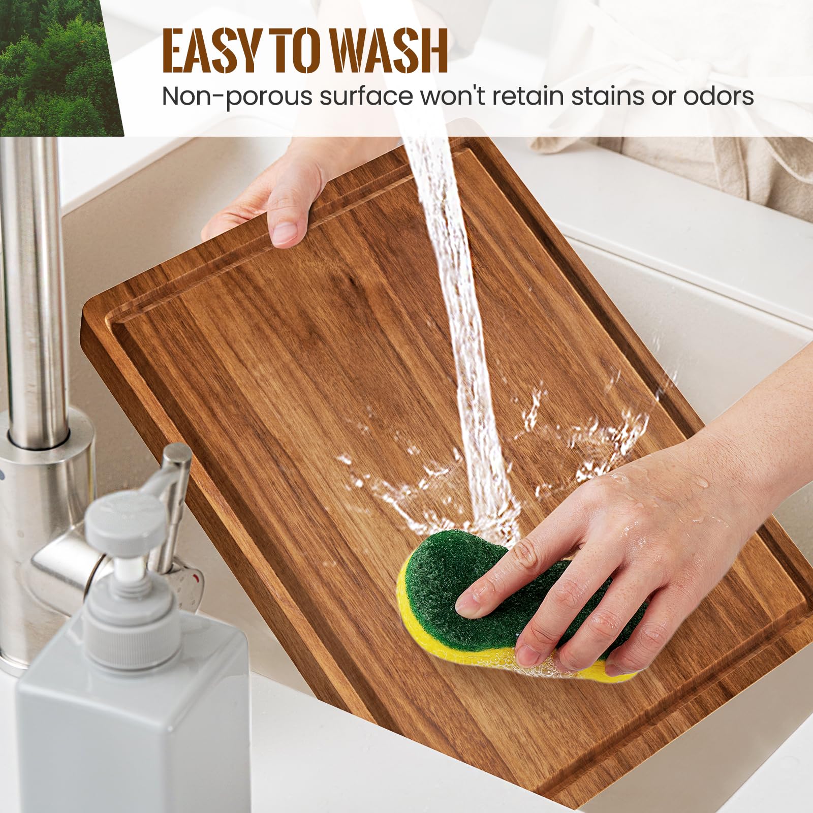 Misawce X-Large Acacia board designed for easy cleaning and maintenance