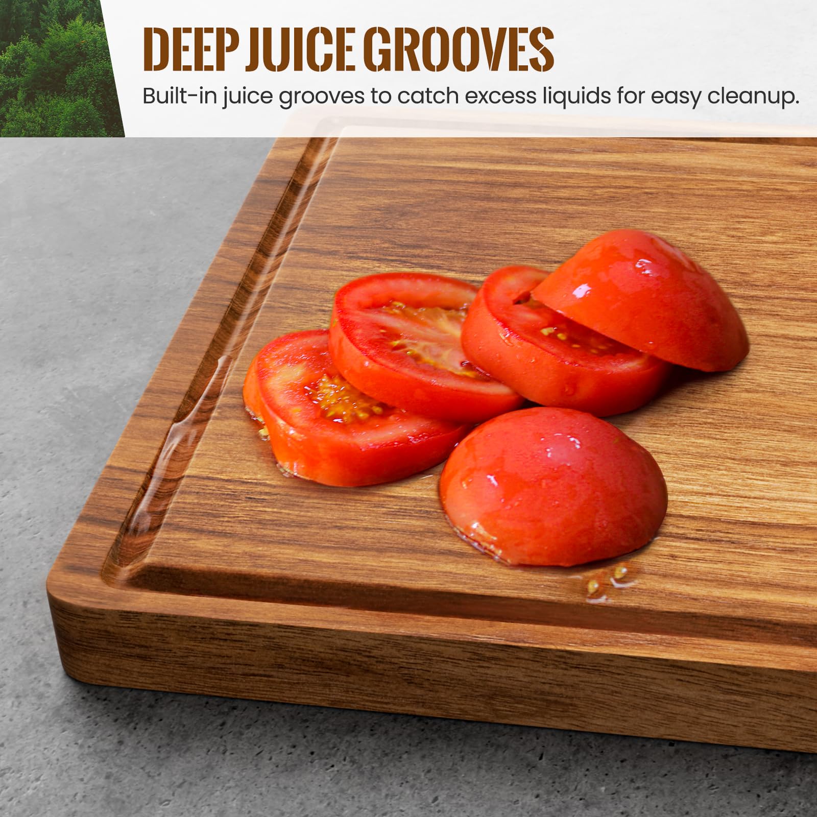 Misawce X-Large Acacia board with polished, hygienic finish
