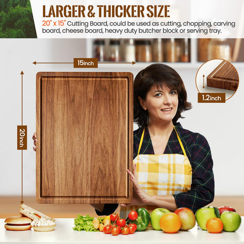Misawce X-Large Acacia Cutting Board reversible surface for versatile tasks