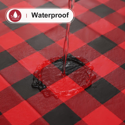 Misaya buffalo flannel backed tablecloth in red black check, soft backing and anti slip
