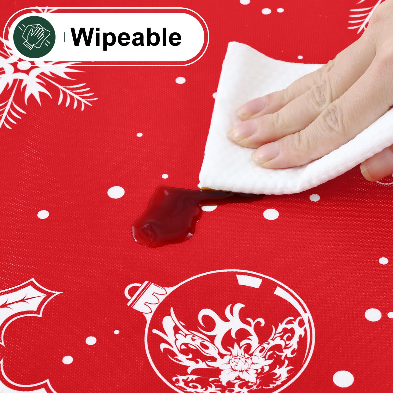 Misaya bells pattern table cover adds festive charm to holiday meals.