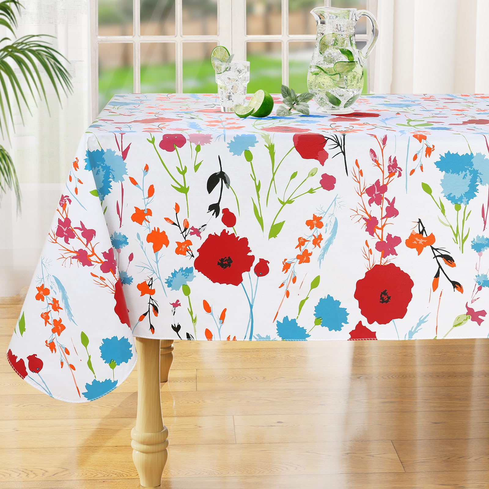 Misaya rectangle waterproof tablecloth with flowers pattern for spill protection
