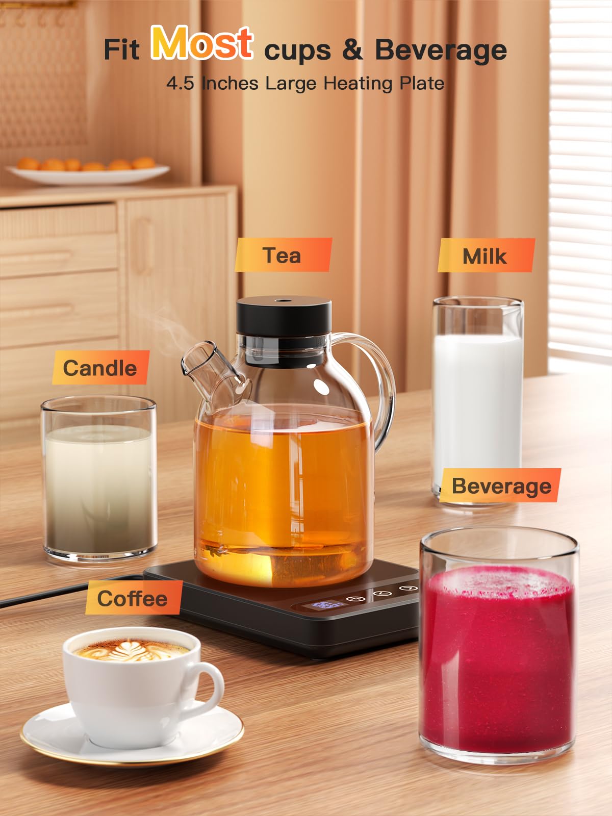 Misby Coffee Warmer compatible with mugs, carafes, and bowls