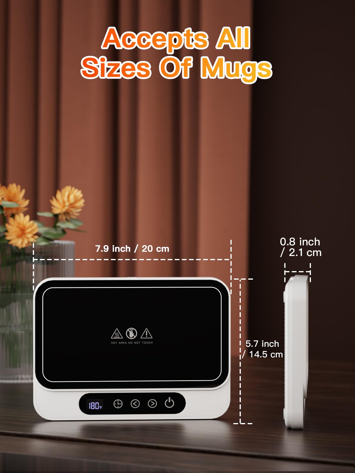 Misby Mug Warmer works with flat-bottom mugs for best contact.
