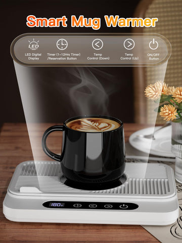 Misby Mug Warmer features an adjustable timer and auto shut-off.