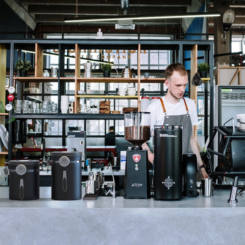 Miscedence canister stores coffee beans, grounds, and other pantry items securely.