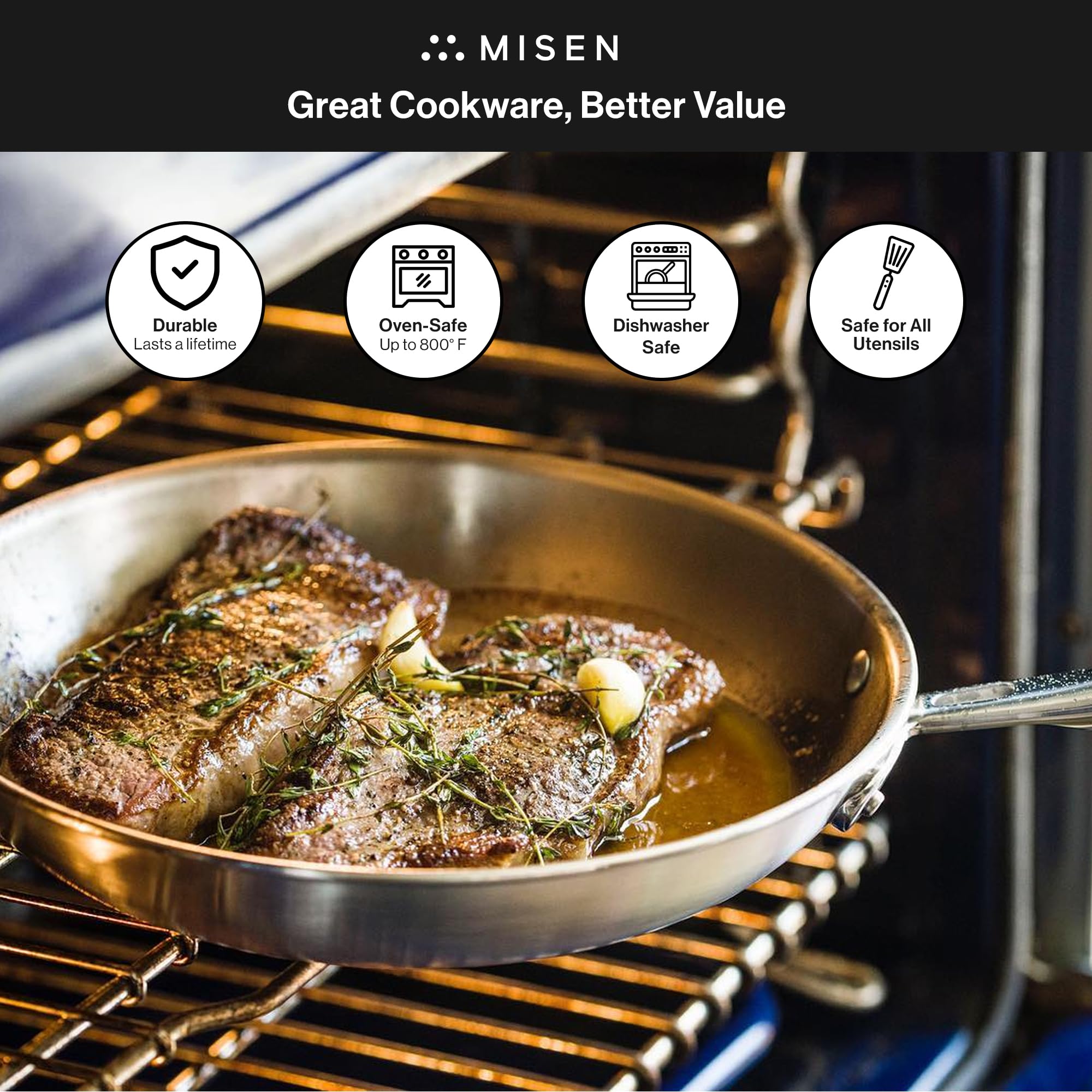 Misen lets you sauté with confidence due to its control.