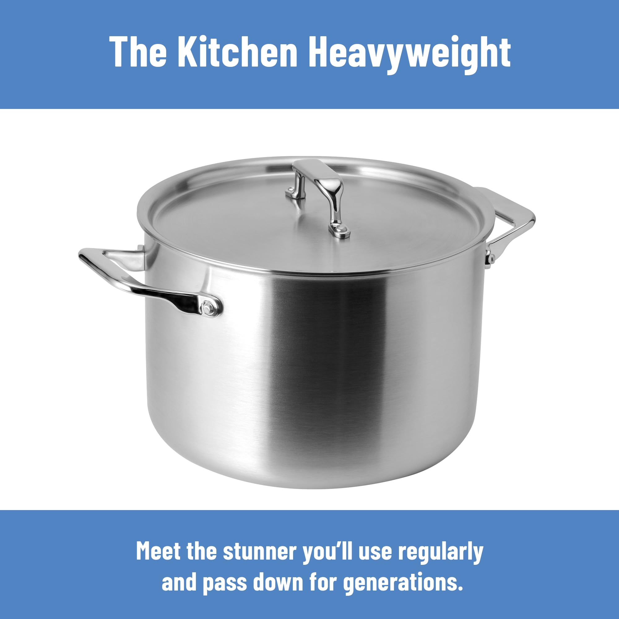 Misen 5-ply stockpot construction highlights even heat and durability