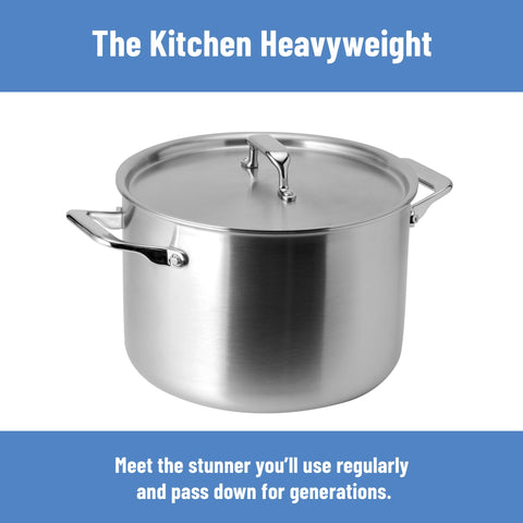 Misen 5-ply stockpot construction highlights even heat and durability