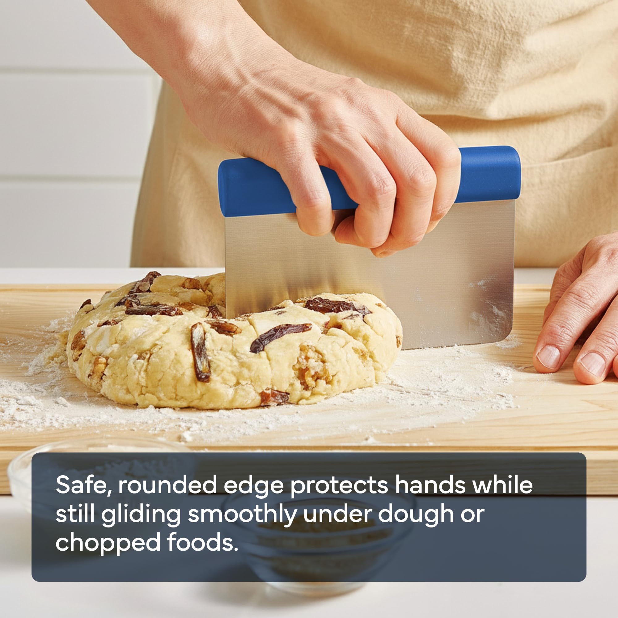 Misen bench scraper ergonomic riveted handle for secure control.
