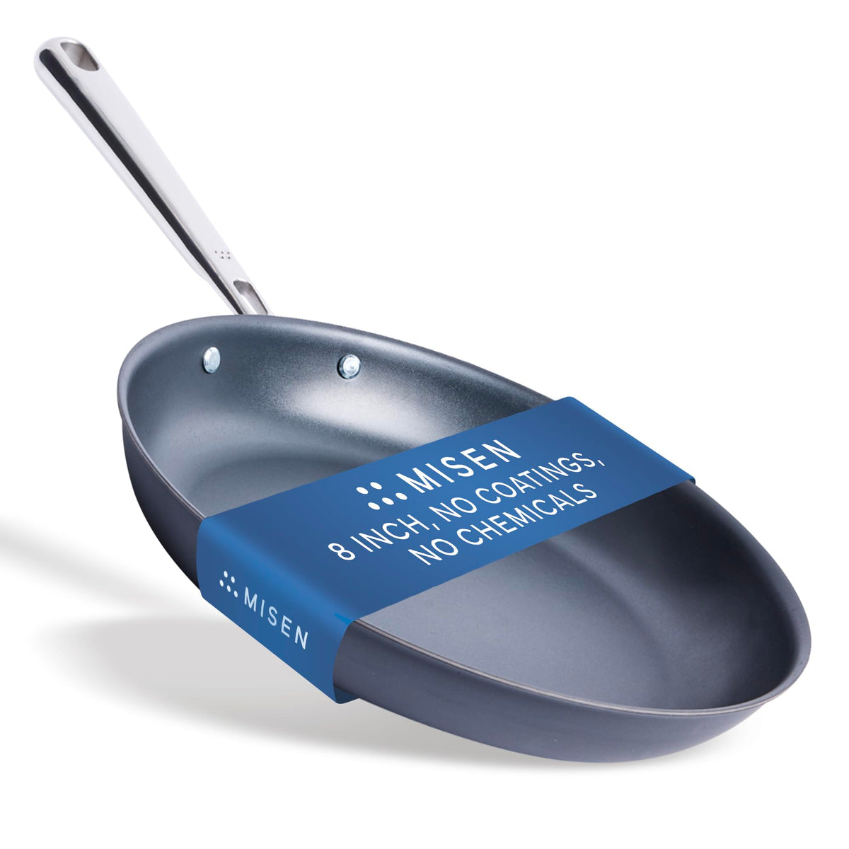 Misen carbon nonstick pan 8-inch front view for quick, easy meals.
