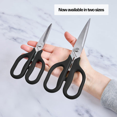 Misen heavy-duty kitchen shears disassembled for thorough, hygienic cleaning.