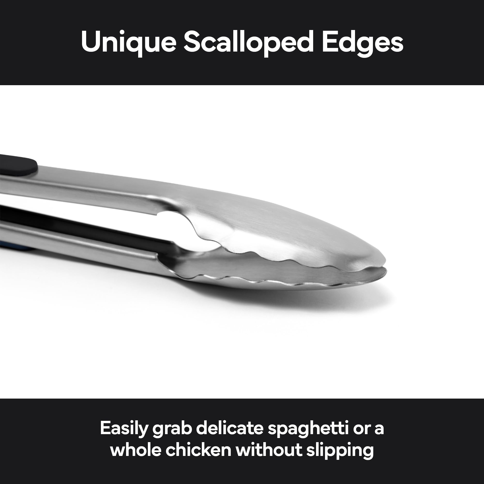 Misen 13-inch black tongs designed for heavy use.