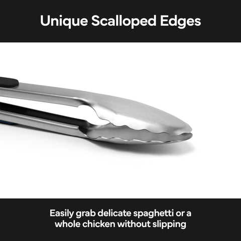 Misen 13-inch black tongs designed for heavy use.