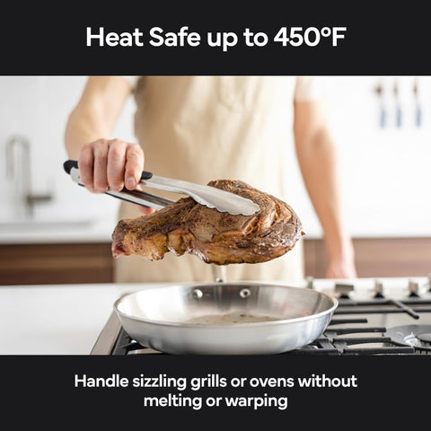 Misen heat-resistant stainless steel handles handle high heat.