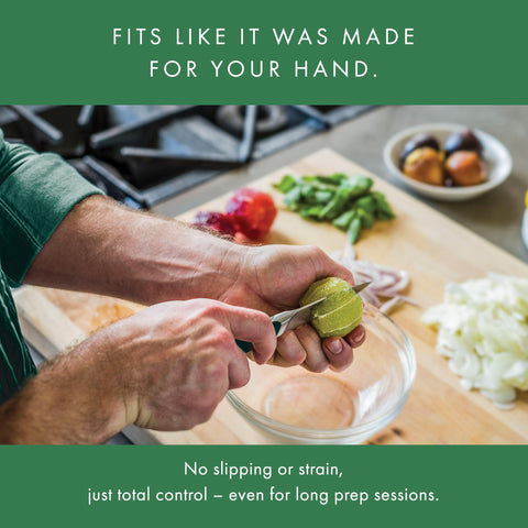 Misen paring knife balanced design enables precise micro-movements.