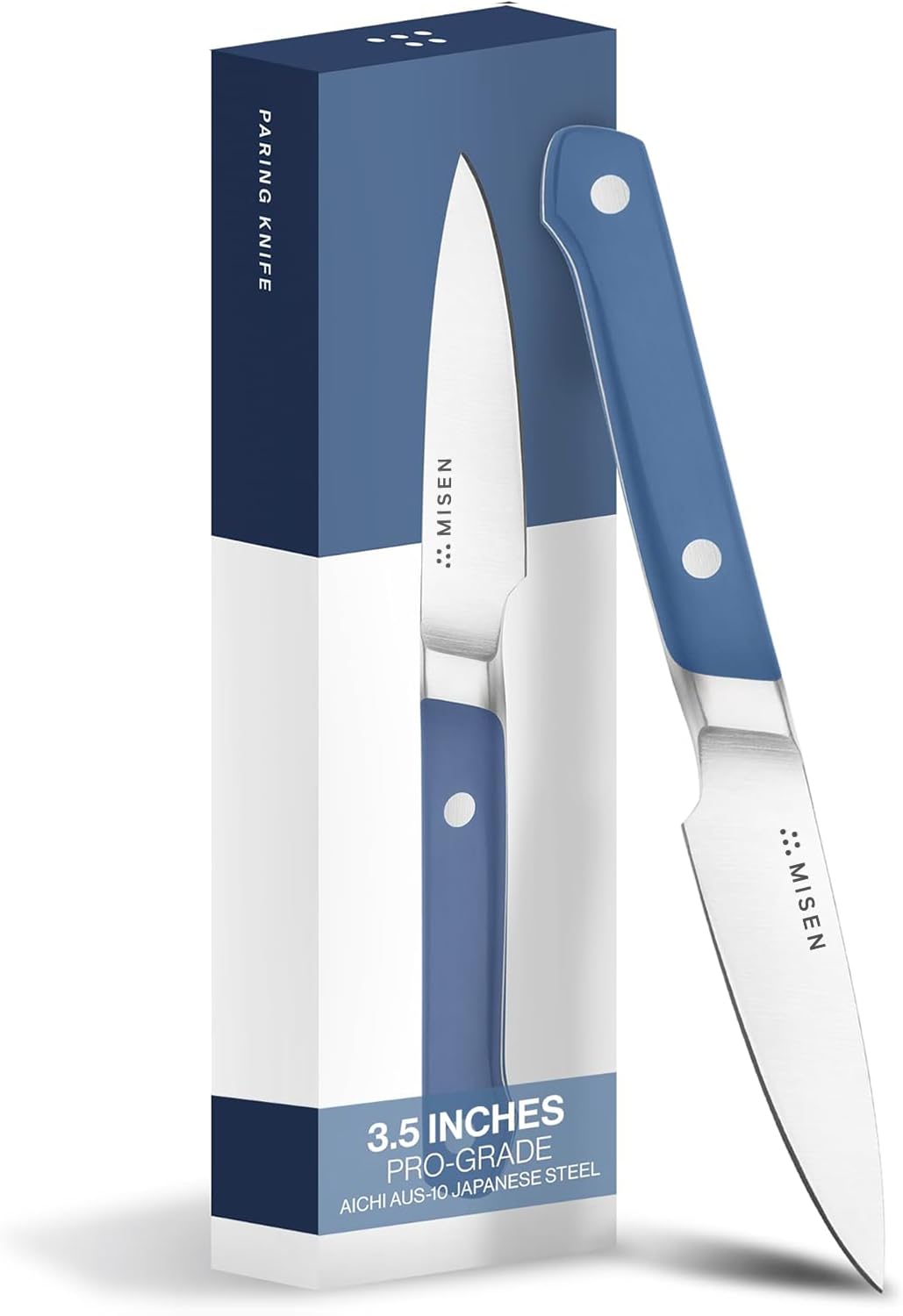 Misen paring knife close-up of razor-sharp AUS-10 blade for precise peeling