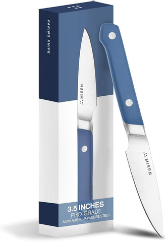 Misen paring knife close-up of razor-sharp AUS-10 blade for precise peeling