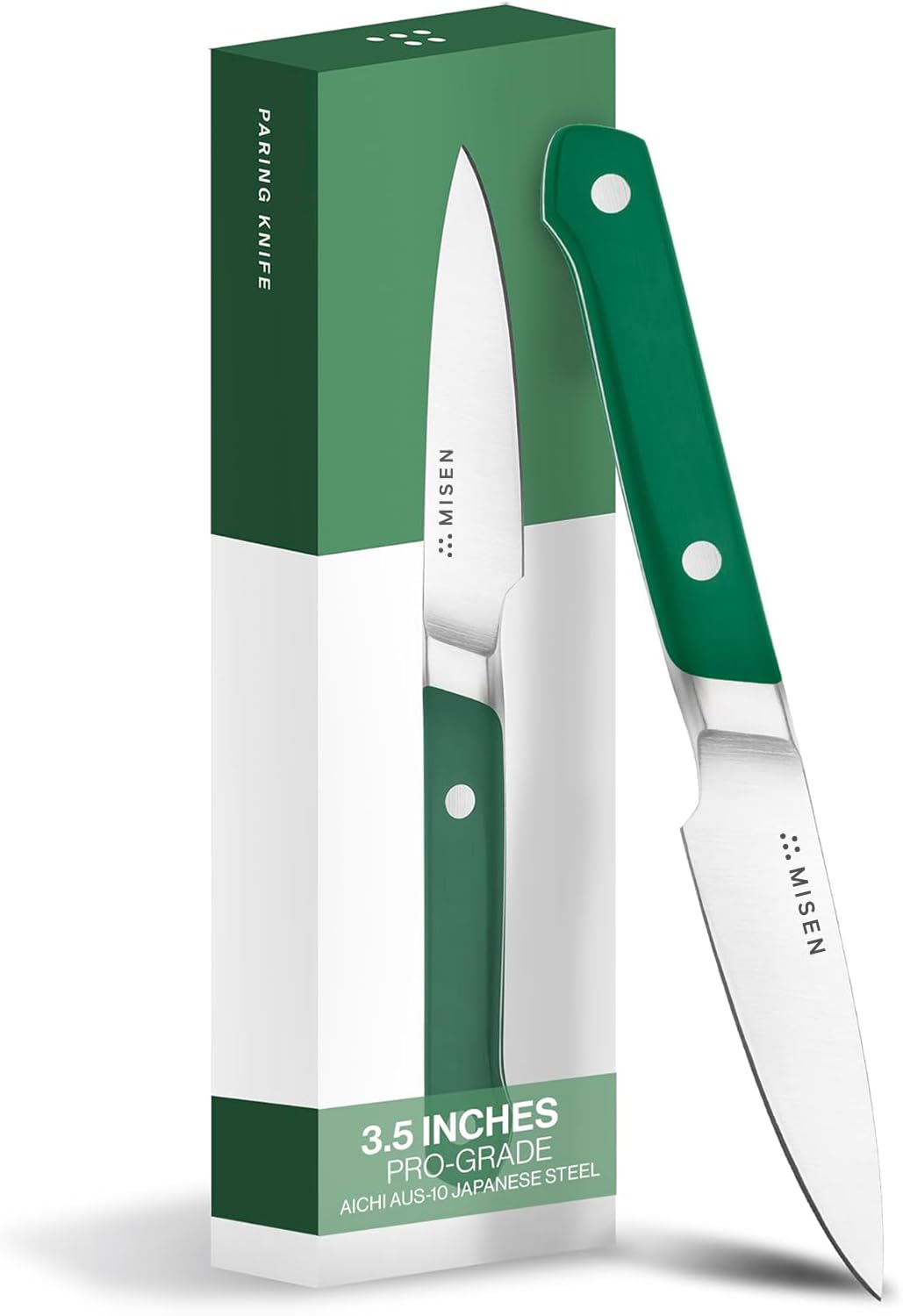 Misen paring knife with razor-sharp AUS-10 blade for precise slicing.