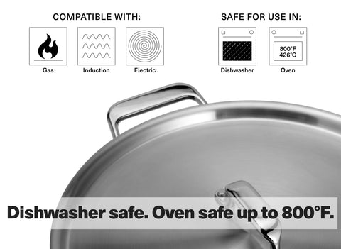 Misen stainless steel pan compatible with gas, electric, and induction