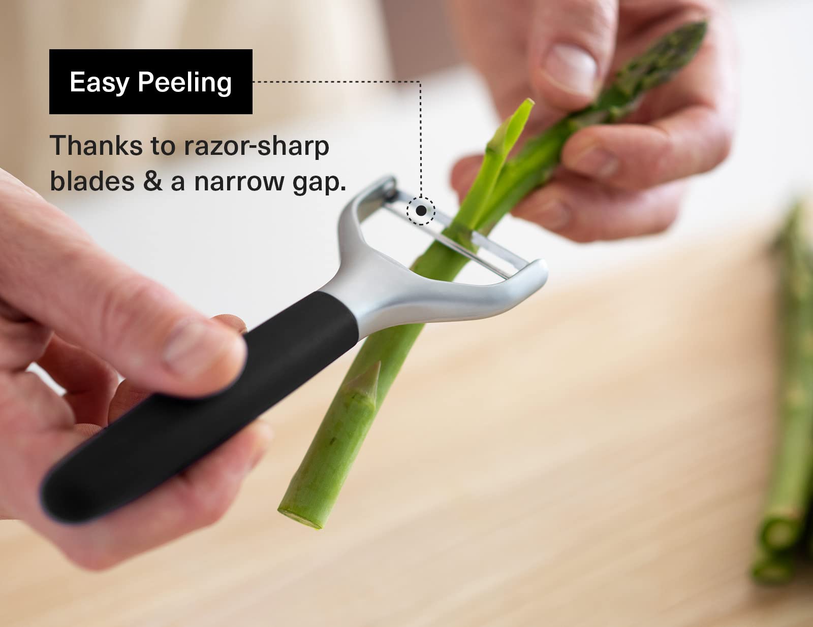 Misen vegetable peeler ergonomic handle provides comfortable, precise peeling