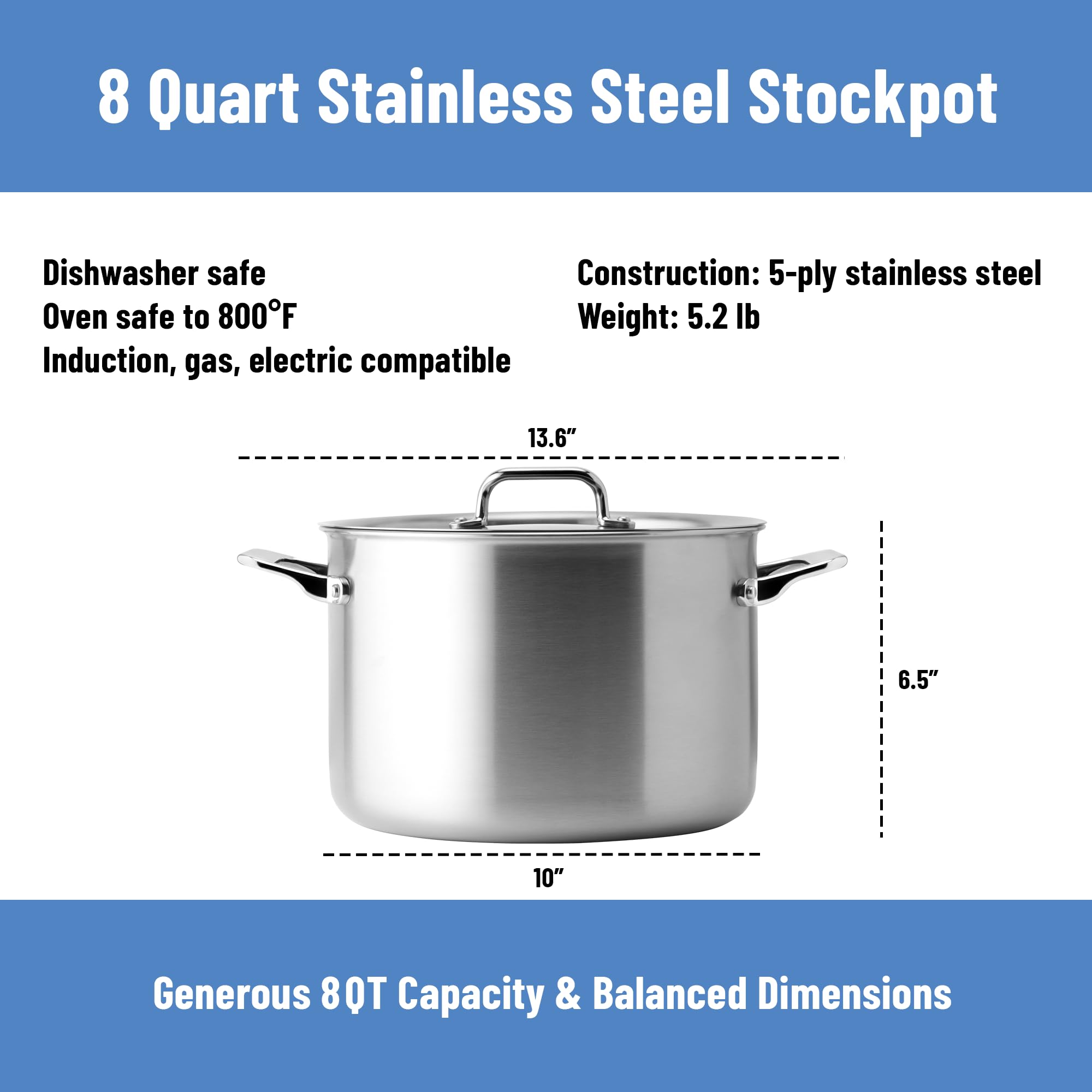 Misen 8-quart pot ideal for soups and big-batch pasta or vegetables
