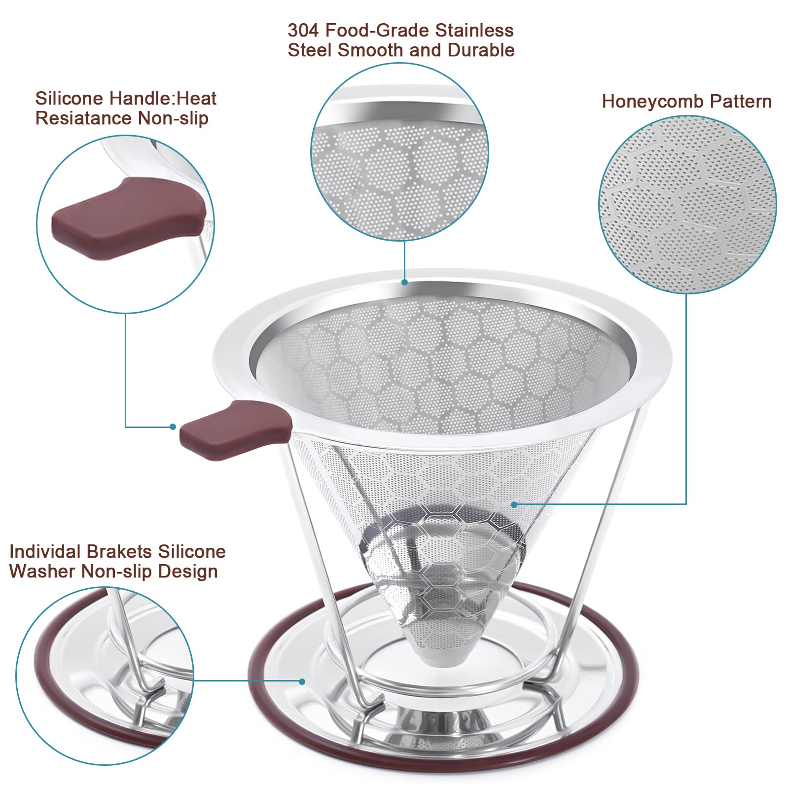 MISETTO stainless steel filter 800-mesh close-up for precise extraction.