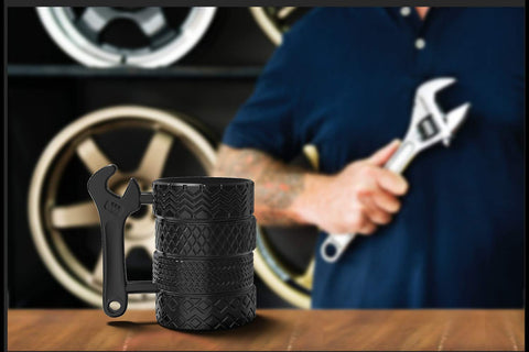 MISHOWNET tire mug compact size suited for desk and kitchen use.