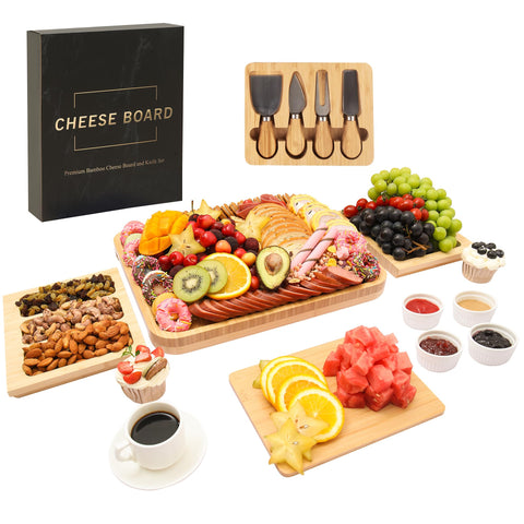 Miskoey charcuterie board set with bamboo tray, a stylish centerpiece for entertaining.