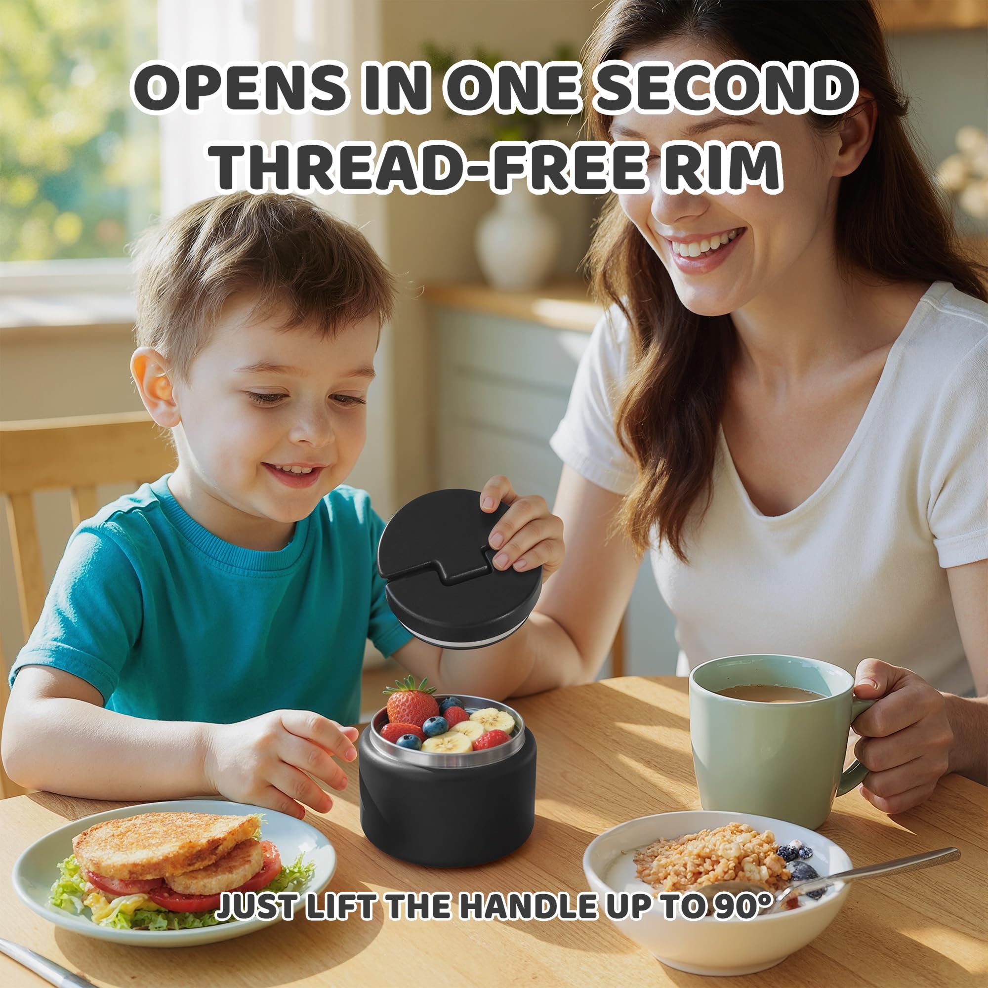 Misonea 14.5oz thermo seal is 100% leakproof for mess-free on-the-go meals.