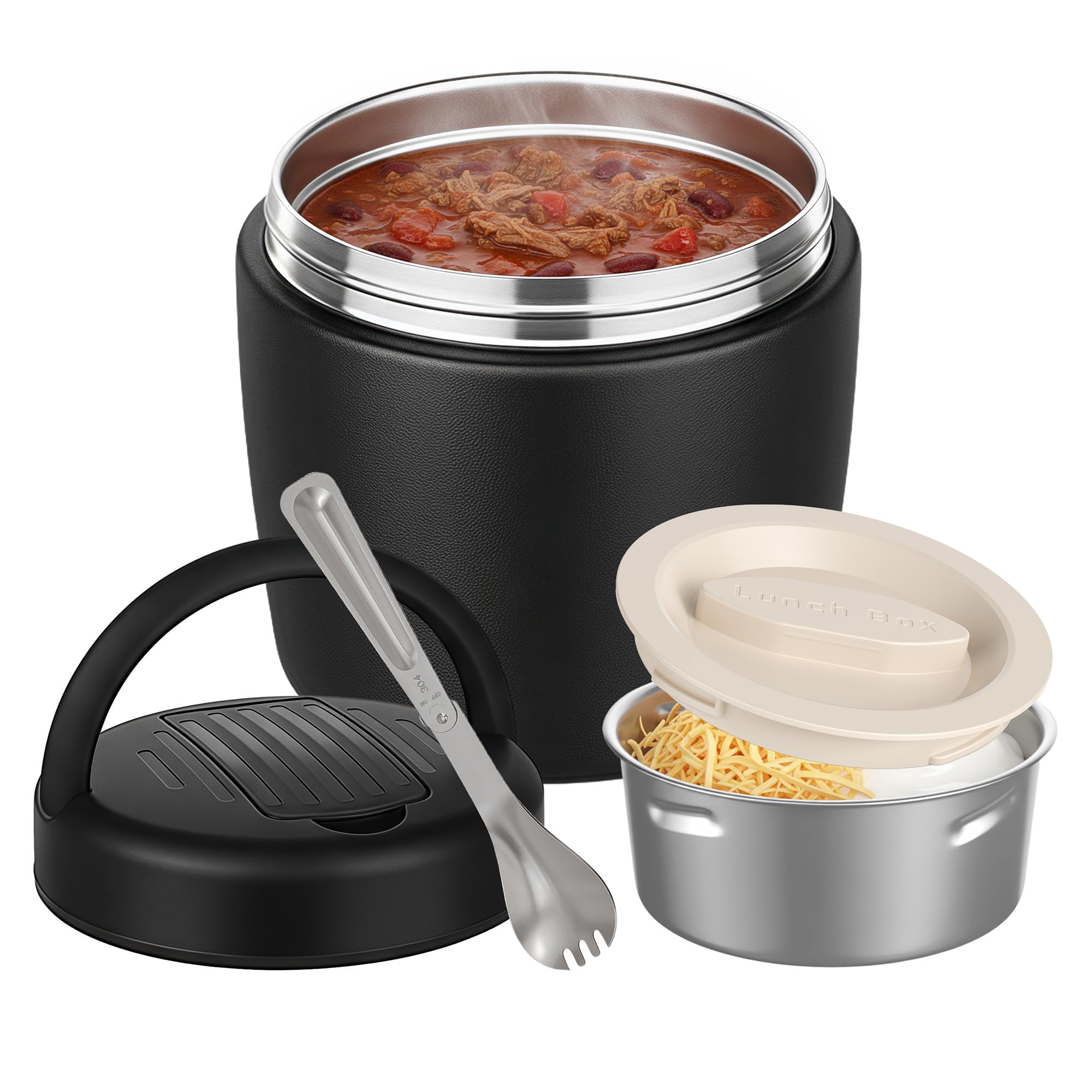 Misonea Thermo 32oz hot food jar keeps meals warm for hours on the go.