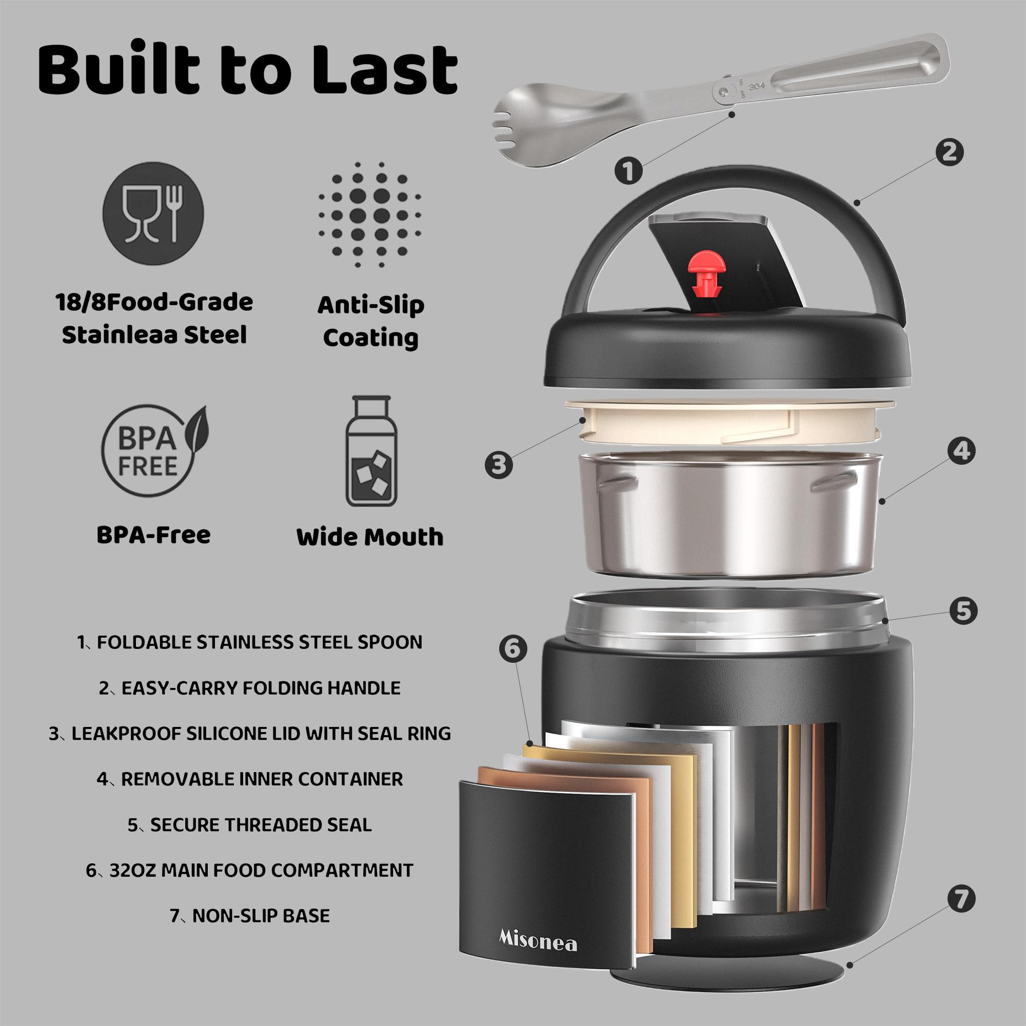 Misonea Thermo leakproof jar prevents spills in bags and cars.