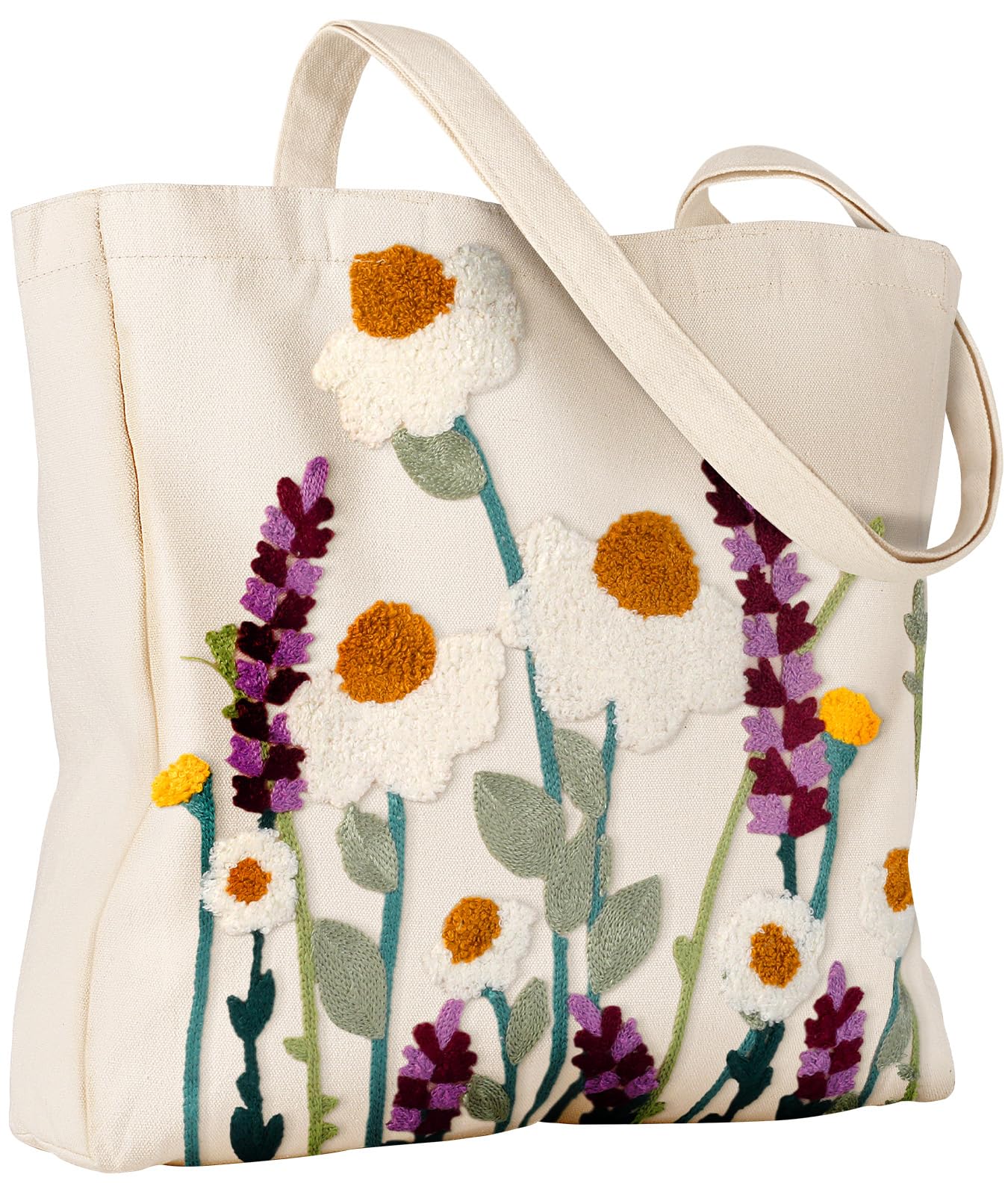 Miss Adola tote with large capacity and 3D floral embroidery for shopping