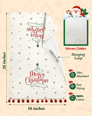 Miss Adola Christmas towel suited for dish drying and countertop wiping during holidays.