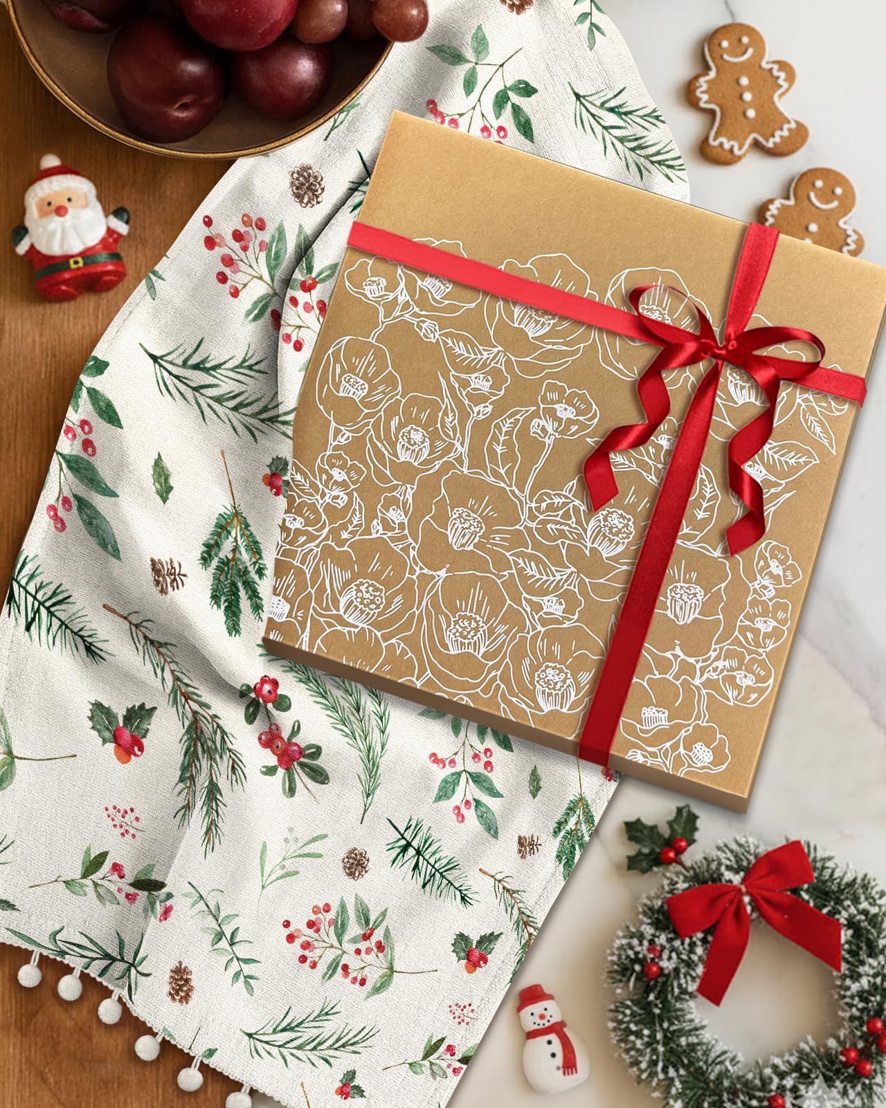 Miss Adola Christmas towel ready for gifting to hosts and friends this season.